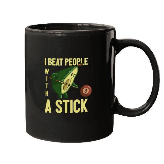 I Beat People With A Stick Snooker Billiards Player Avocado Mugs