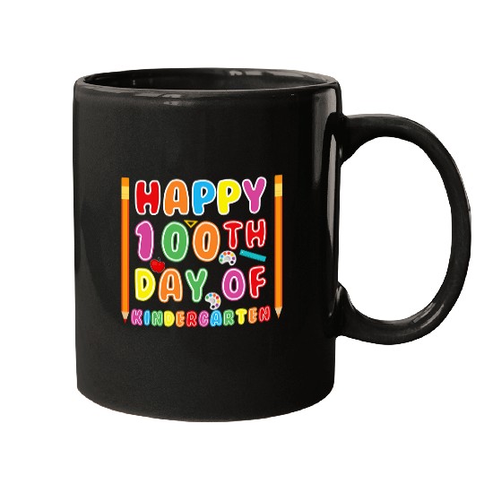 Happy 100th Day of Kindergarten Teacher Student 100 days 1 Mugs