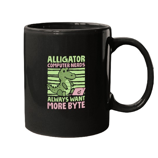 Funny Alligator Lover and Computer Nerd Crocodile 1 Mugs