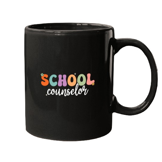 School Counselor Groovy Retro Back To School Counselor Mugs