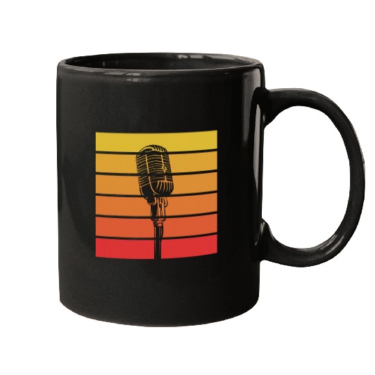 vintages Singer Vocalist Musician Retro Microphone Singing 5 Mugs