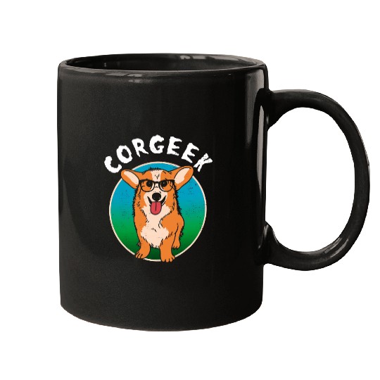 Funny Corgi Geek Corgeek Book Lovers Gift design 3 Mugs
