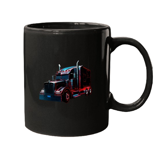 Trucker American Flag Big Rig SemiTrailer Truck Driver 28 Mugs