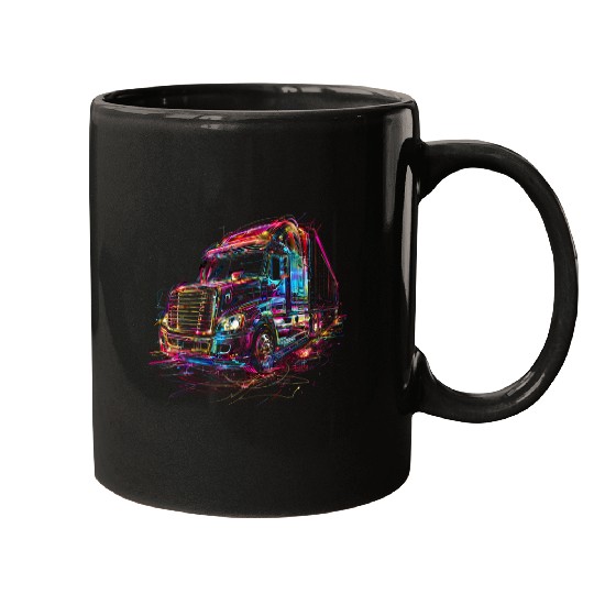 Trucker American Flag Big Rig SemiTrailer Truck Driver 5 Mugs