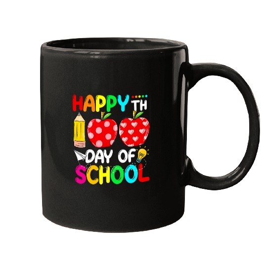 Happy 100th Day Of School Apple 100 Days School Kids Women Mugs