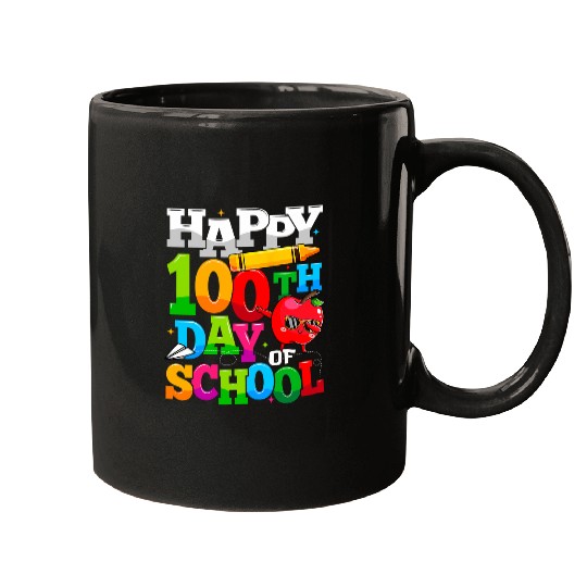 Happy 100th Day Of School Apple Teacher Student Mugs