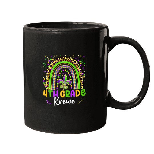 Mardi Gras 4th Grade Krewe Rainbow Teacher Kids Carnival Mugs