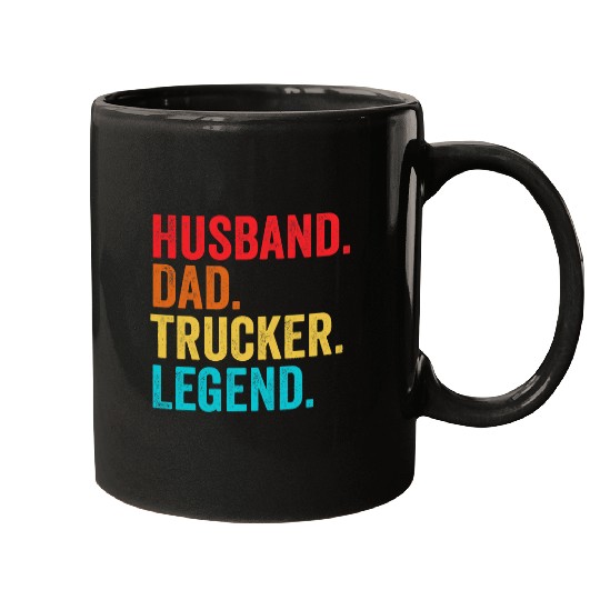 Mens Retro Husband Dad Trucker Legend Father vintages Dad Gifts Mugs
