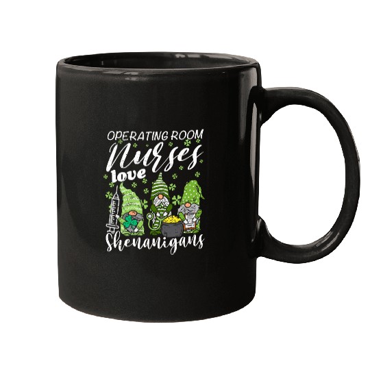 OR nursess Love Shenanigans Cute Gnomes nurses St Patricks Day Mugs