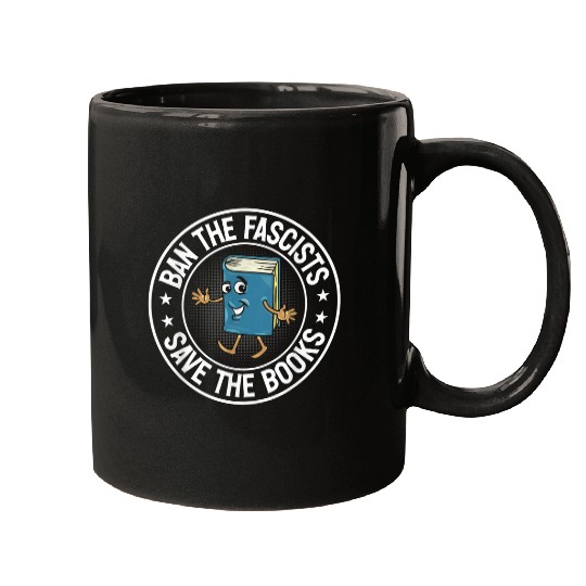 Ban The Fascists Save The Books Reading Lovers Nerd Geek 2 Mugs