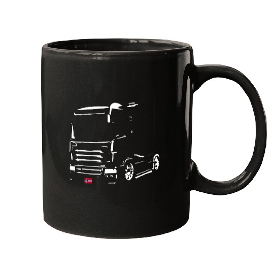 Trucker Driver Design with Norway Flag License Plate Mugs