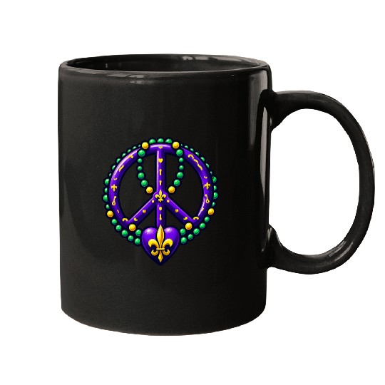 Mardi Gras Hearts Cute Outfit Women Peace Love Mardi Gras 2 Mugs