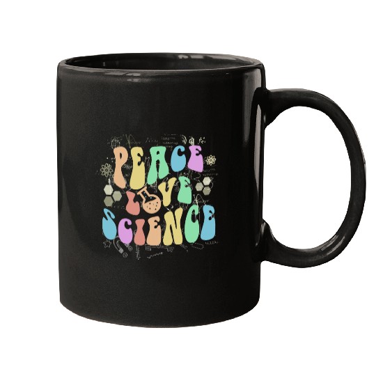 Groovy PEACE LOVE SCIENCE Technology Vibes Teacher Team Mugs