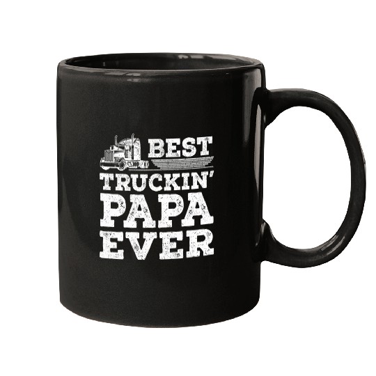 Mens Trucker Papa Funny Retro Style Truckin Papa Fathers Day Mugs