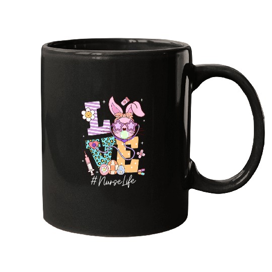 Love nurses Easter Bunny Eggs Stethoscope Cute Scrub Women Mugs