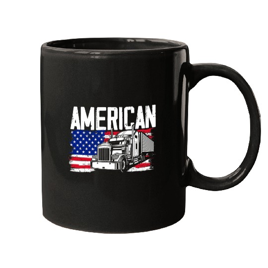 Mens Trucker American Flag Truck Driver Truck Driver 1 Mugs