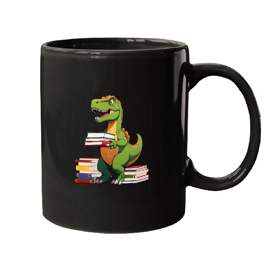 Dino Books Reading Bookworm Dinosaur Book Lover Librarian 1 Mugs