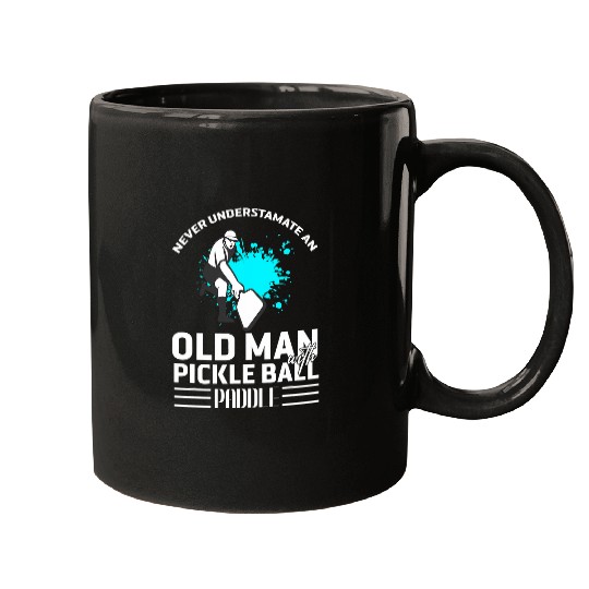 Mens Never Underestimate Old Man Funny Pickleball Paddle 2 Mugs