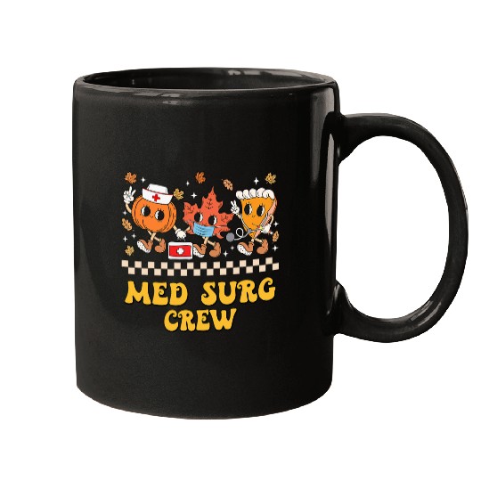 Med Surg Crew Pumpkin Pie Fall Leaf Thanksgiving nurses Retro Mugs