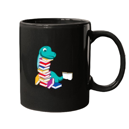 Dinosaur Reading Book Person or Bookish Mugs