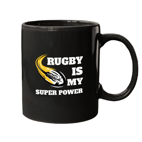 Funny Rugby Is My Superpower Rugby Lover Gift Retro Mugs