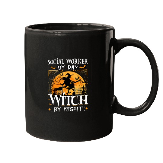 Social Worker By Day Witch By Night Halloween Gift Mugs