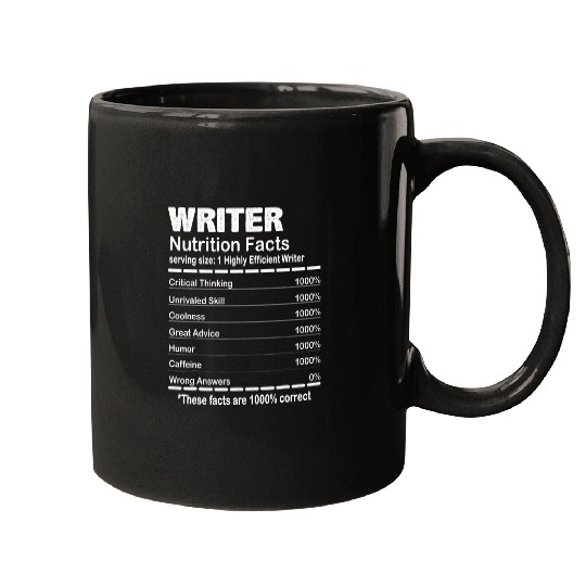 Writer Nutrition Facts Funny Thanksgiving Women Men Mugs