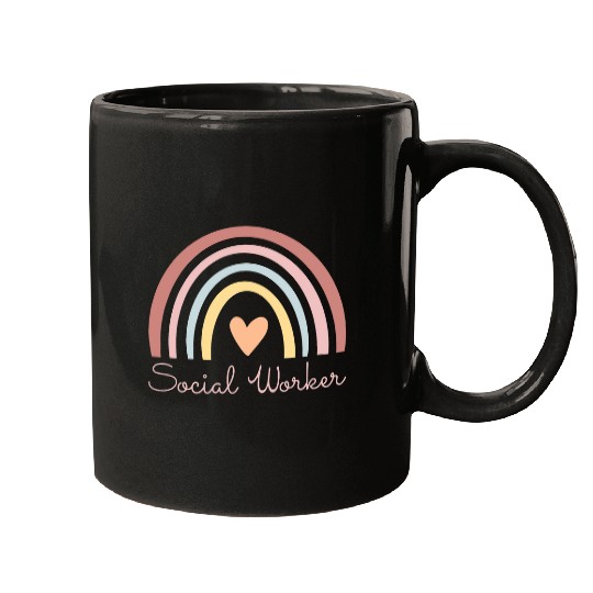 Social Worker Leopard Rainbow Social Work Graduation 2 Mugs