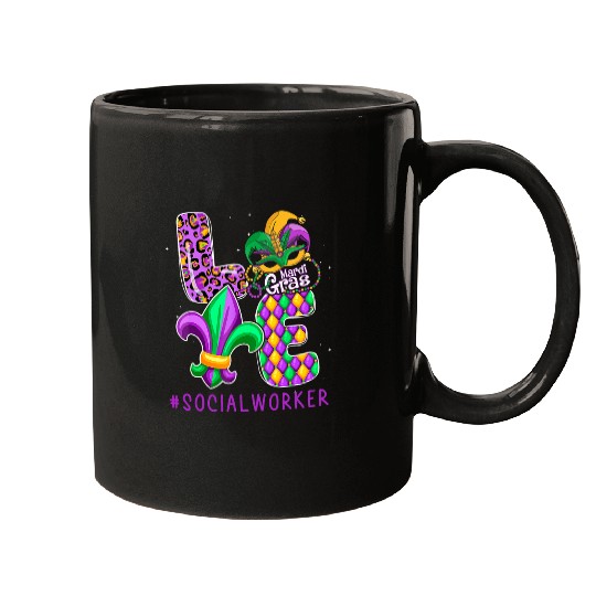 social worker mardi gras family matching out Mugs