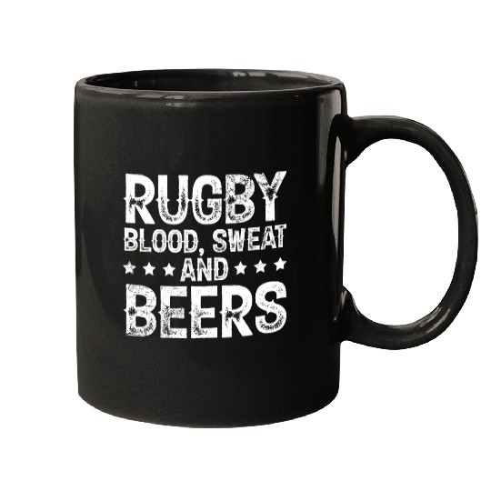 Funny Rugby Blood Sweat And Beers Rugby Supporters Drinking Mugs