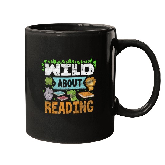 Wild About Reading Teacher Student Reader Bookworm Vintage Mugs