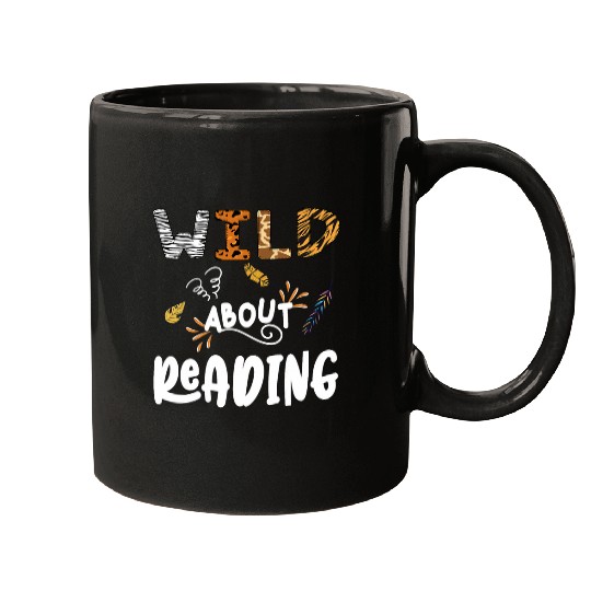 Wild About Reading Reader Lover Animals giraffe leopard Mugs
