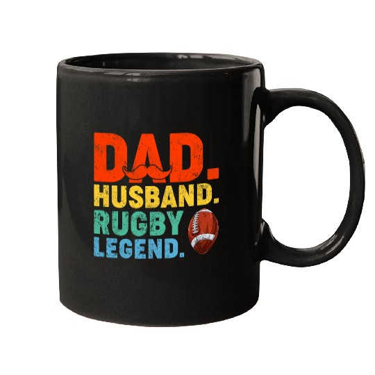 Mens Rugby Dad Husband Legend Funny Rugby Player Fathers Day Mugs