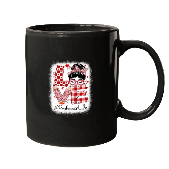 Professor Love Women Messy Bun Valentines Day Appreciation Mugs