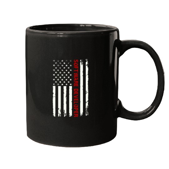 Software Developer USA Flag Programming Programmer Coding Mugs