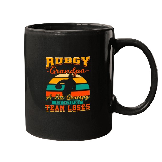 Mens Rugby Grandpa A Bit Grumpy Retro Grandfather Granddad 1 Mugs