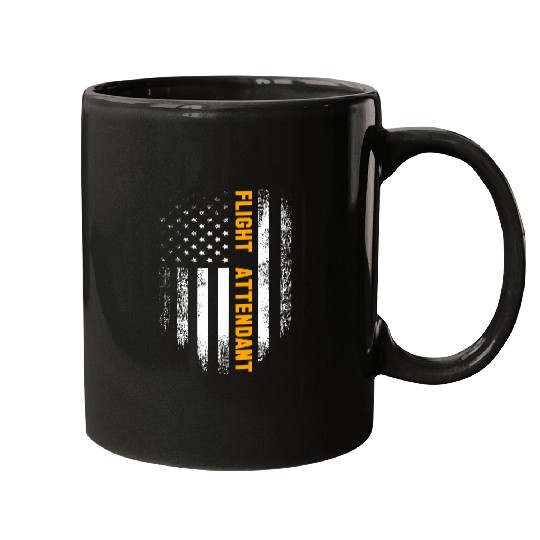 vintages Flight Attendant With American Flag Pilot Mugs
