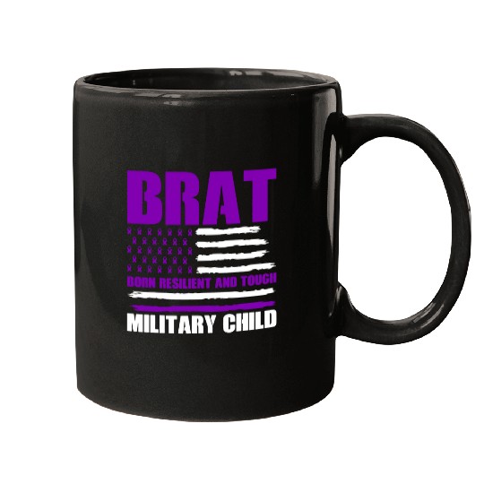 Military Child Month Purple Up Pride Brave Brat US Flag Mugs