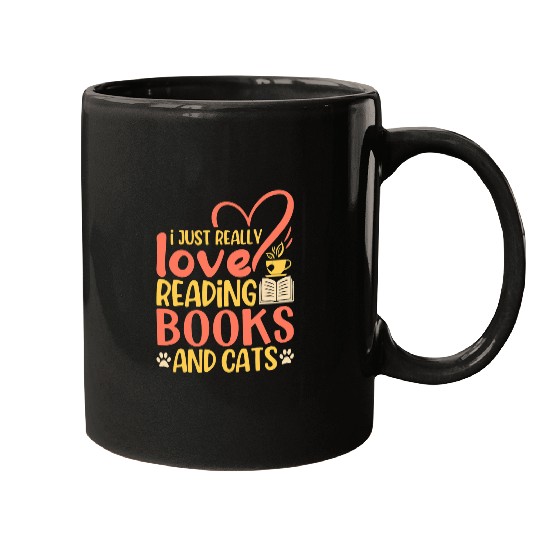 Book Lover Quote Cat Lover Pun Book Reading Text Design Mugs