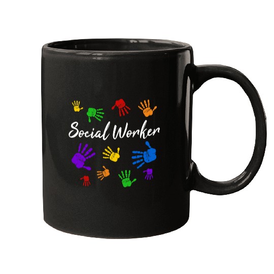 Social Worker Rainbow Hands Inspirational Quote Social Work Mugs