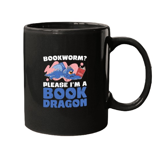 Cute Book Dragon Fantasy Animal Funny Bookworm Book Reading Mugs