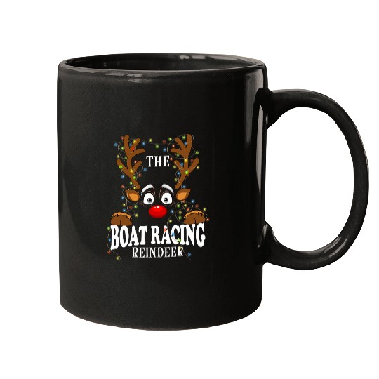 Matching Family The Boat Racing Reindeer Christmas Mugs