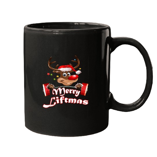 Merry Liftmas Funny Reindeer Bodybuilding Gym Christmas Mugs