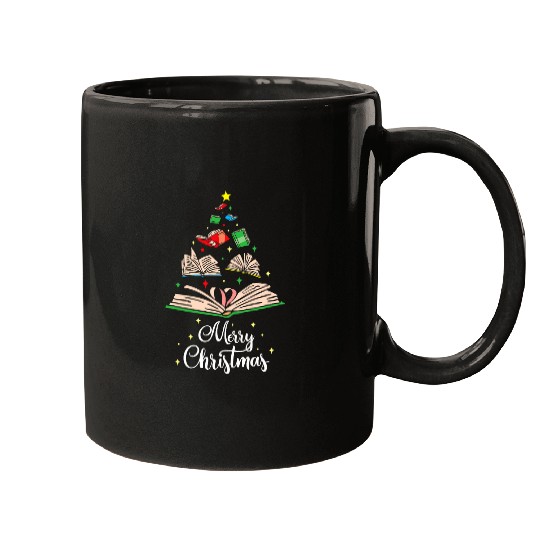 Cute Christmas Tree Books Clothing Book Lover Gifts Holiday Mugs