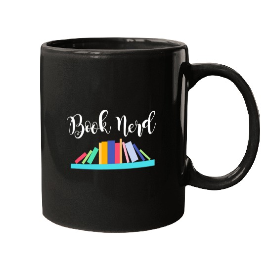Book Lover Shelf Of Books Graphic Book Nerd Mugs