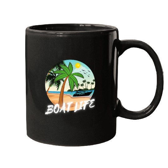 Boat Life Palm Tree Retro Beach Sunset Family Vacation Gift 3 Mugs