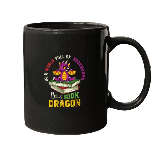 Cute Animal Bookworm Book Reading Fantasy Book Dragon Mugs