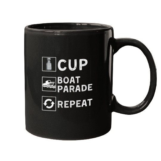 Cup Boat Parade Repeat Hockey and Boat Lover Mugs