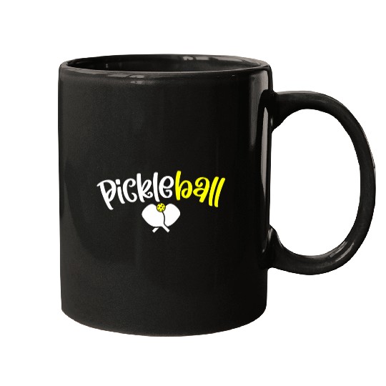 Simple Cool Pickelball Tee WIth Pickleball Paddle Design Mugs