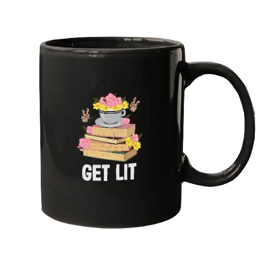 Get Lit Reading Quotes Introvert Bookworm Book Lover Mugs